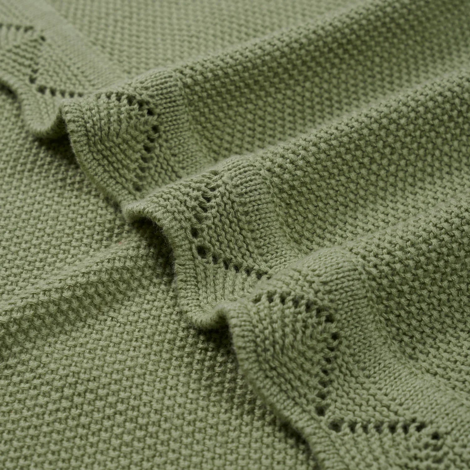 Sage Green Heirloom Lace Knit Baby Blanket