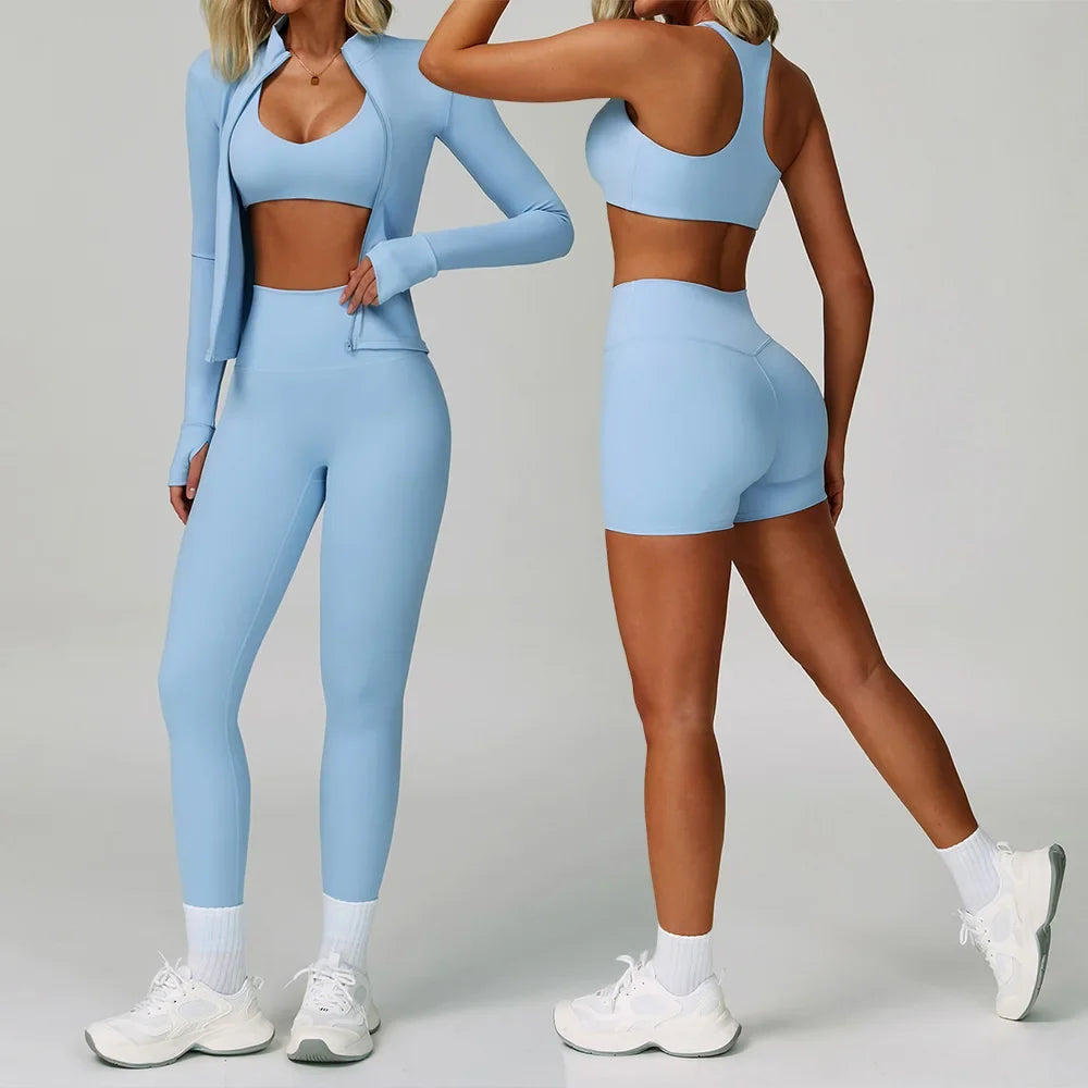 Women's 2/3-piece Activewear Set- Sports Bra, Leggings and Shorts