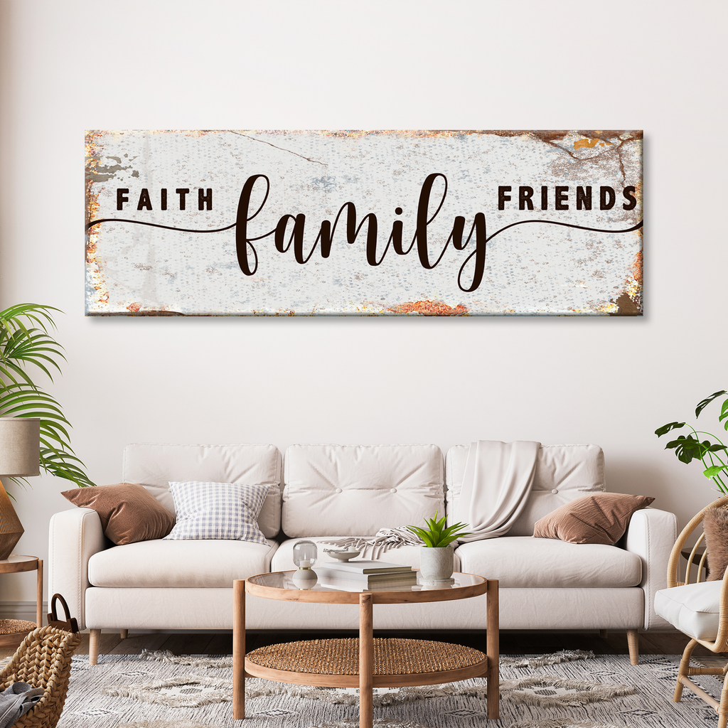 Faith Family Friends Rustic Canvas Wall Art