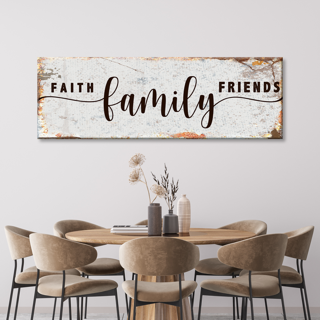 Faith Family Friends Rustic Canvas Wall Art