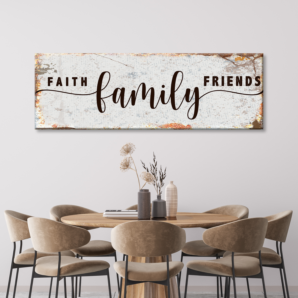 Faith Family Friends Rustic Canvas Wall Art