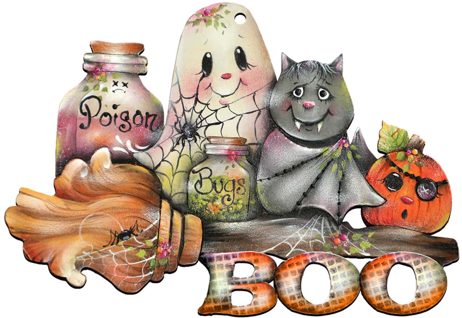 Brunhilda's Broom! Halloween Wooden Door Hanger