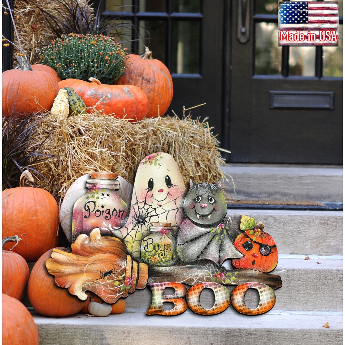 Brunhilda's Broom! Halloween Wooden Door Hanger