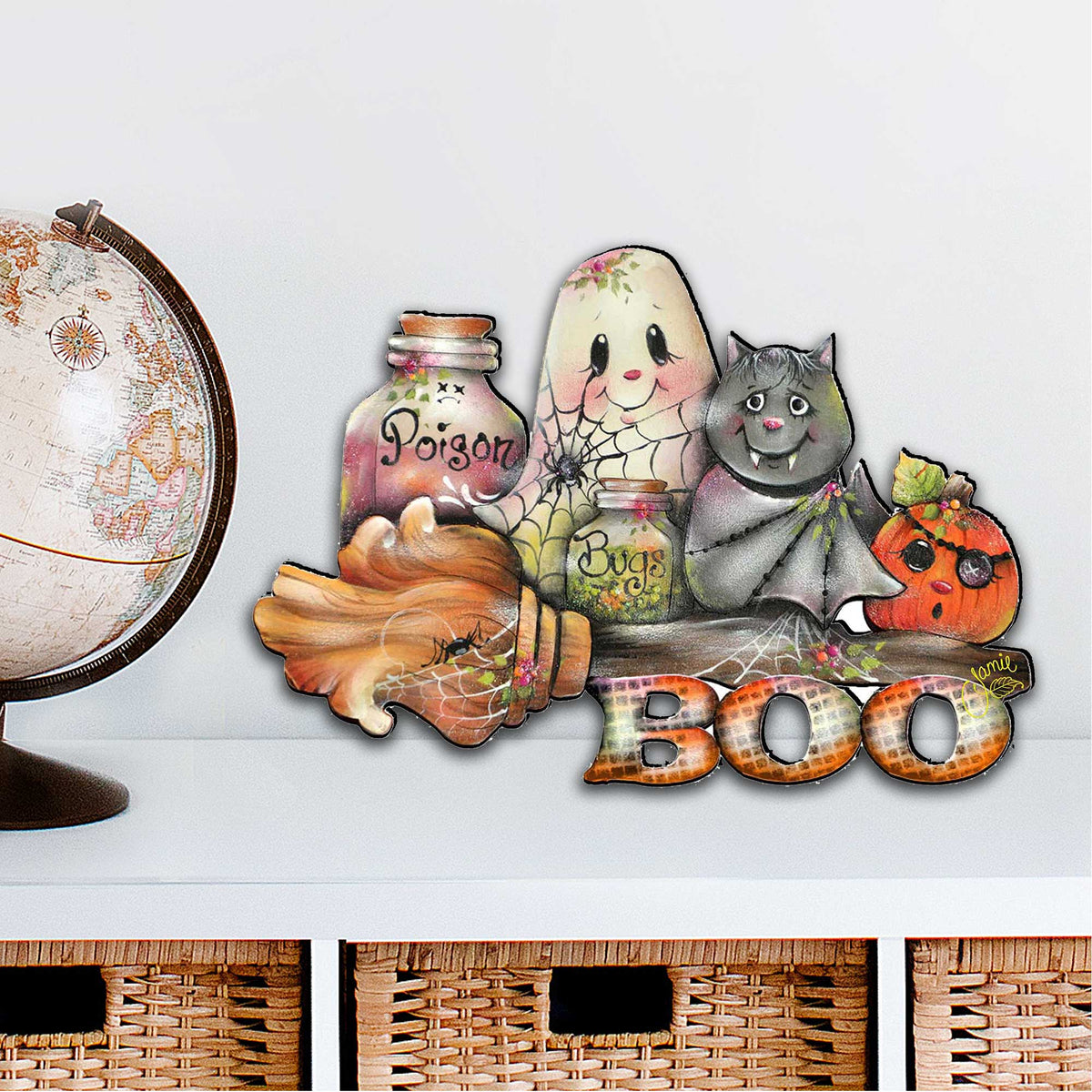 Brunhilda's Broom! Halloween Wooden Door Hanger