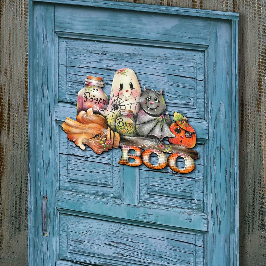 Brunhilda's Broom! Halloween Wooden Door Hanger