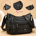 Women's Multi-Zipper Vegan Leather Crossbody Bag