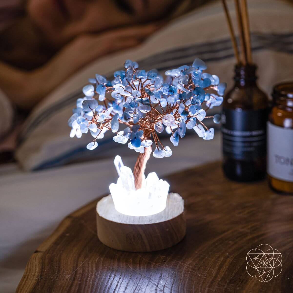 Guardian Angel Aquamarine Crystal Tree Lamp