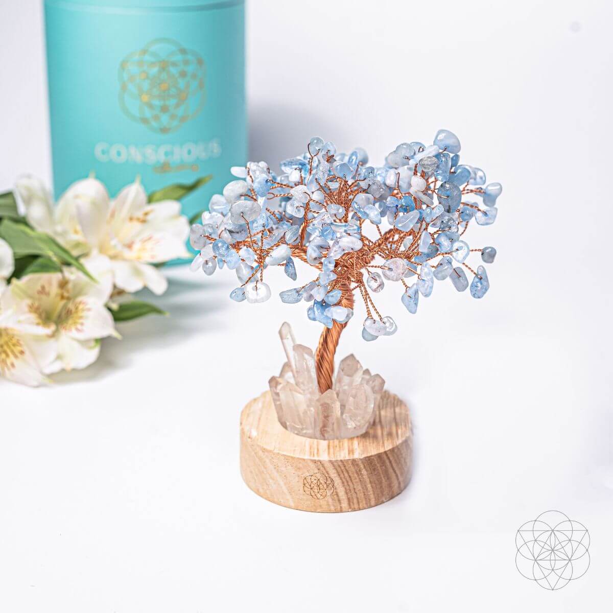 Guardian Angel Aquamarine Crystal Tree Lamp