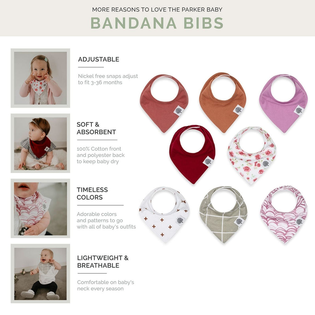 Baby Rose Bandana Bib Set (8pack)